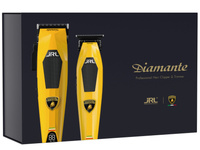 JRL Lamborghini Diamante Zestaw bezprzewodowa maszynka do włosów + Diamante 2025T bezprzewodowy trymer do włosów + dwie stacje ładujące - kolor żółty