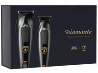 JRL Lamborghini Diamante Zestaw bezprzewodowa maszynka do włosów + Diamante 2025T bezprzewodowy trymer do włosów + dwie stacje ładujące - kolor czarny